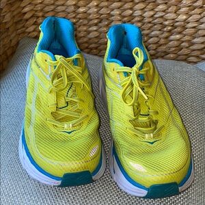 Hoka One Yellow+Blue Running Shoes Breathable Mesh Sz 9.5